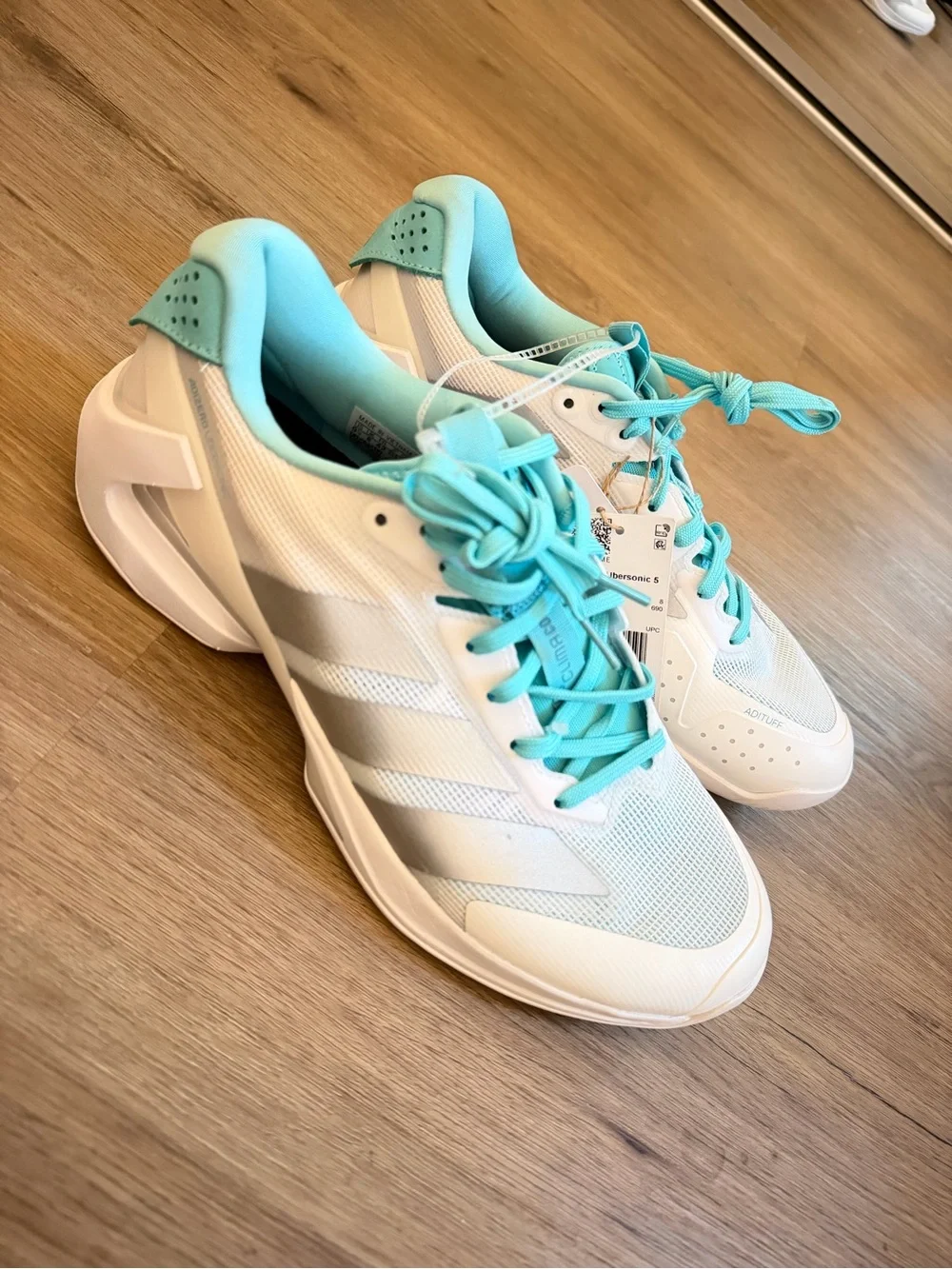 NEW ✨ Adidas Adizero Ubersonic 5 - Women's 9.5 - Aqua / White - Tennis - NEW ✨